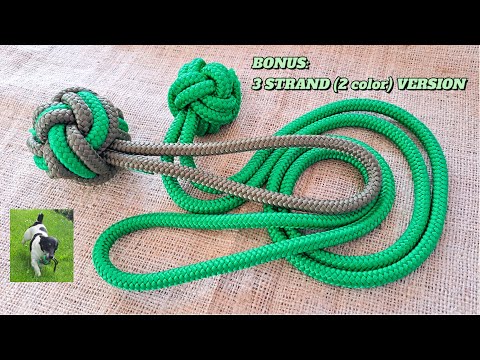 DIY Dog Toy out of Rope - 2 Strand Celtic Button Knot with Handle - Bonus: 3 Strand (2 color) Knot