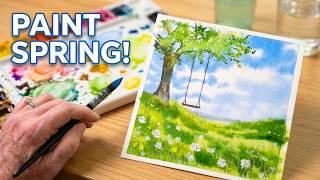 Watercolor Landscape-Swinging Into Spring