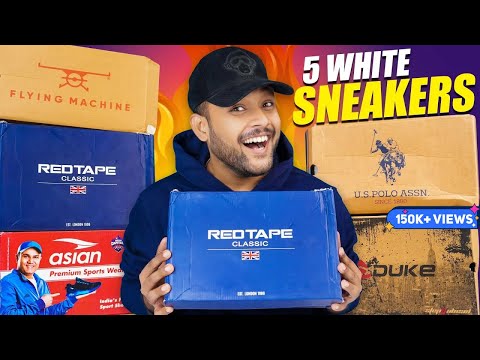5 BEST WHITE SNEAKERS/SHOES FOR MEN 🔥 Campus, Asian, Red Tape Amazon Shoe Haul 2023 | ONE CHANCE