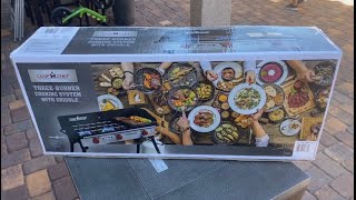 Unboxing Outdoor Camp Chef Three-Burner Cooking System With Griddle