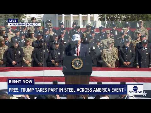 President Trump takes part in Steel Across America event