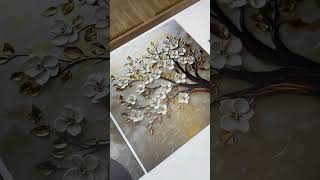 Drevený obraz stromu - Kvety