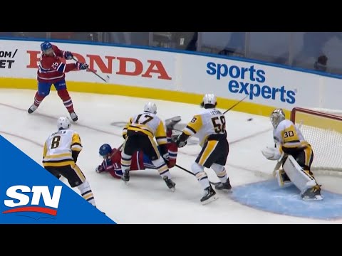 Jeff Petry Snipes Ridiculous Shot From Goal Line Upstairs Past Matt Murray