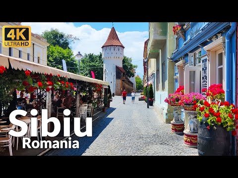 Walking Tour of Sibiu Old Town, Romania (4K Ultra HD, 60fps) - Enchanting City Tour