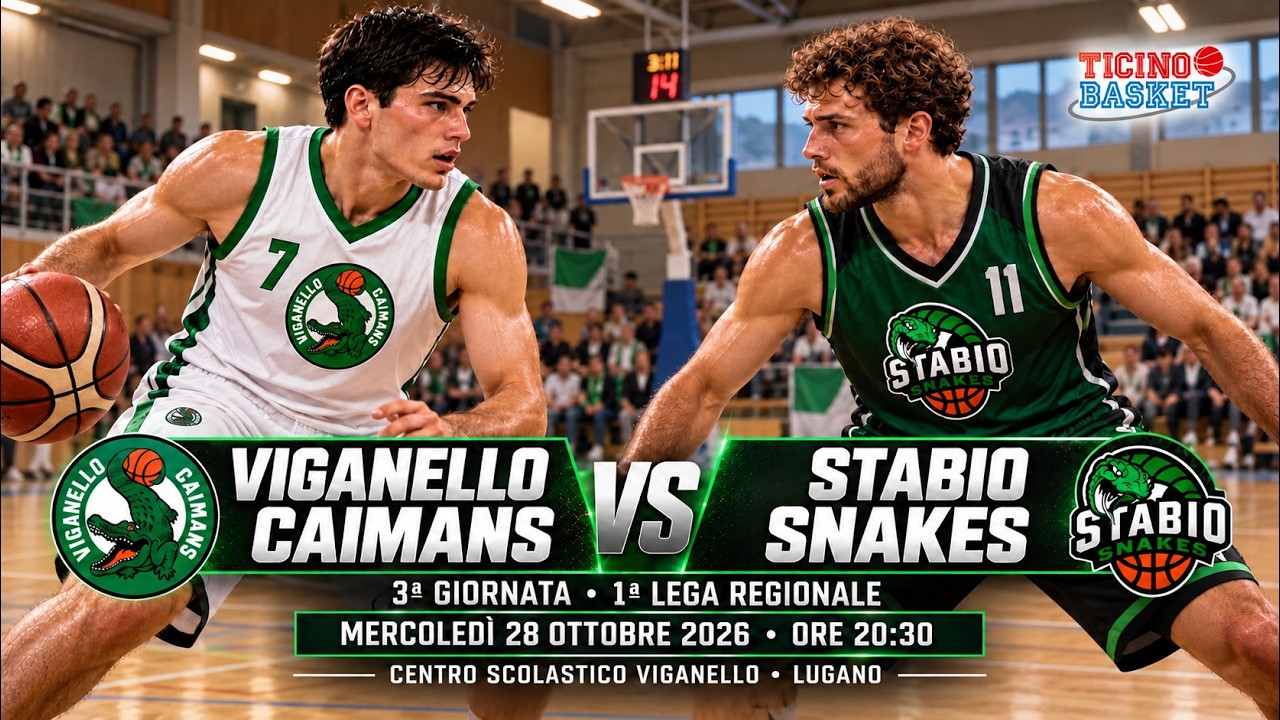 🏀 VIGANELLO CAIMANS vs STABIO SNAKES U20 | 3ª Gara di Andata – 1ª Lega Regionale Maschile
