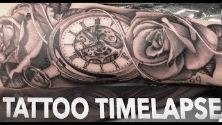 TATTOO TIMELAPSE | ROSES AND POCKET WATCH | CHRISSY LEE