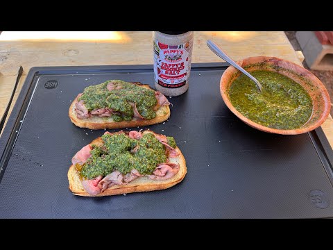 Rotisserie tritip with chimichurri sauce