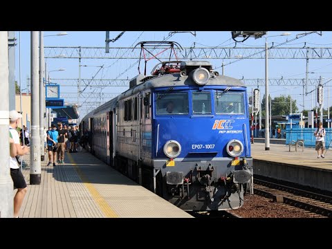 Wjazd I odjazd EP07-1007 z IC POMORZANIN na stacji Leszno + miły maszynista 