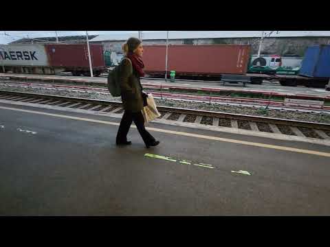 E652 xmpr con un treno merci container in transito a Genova Sestri Ponente