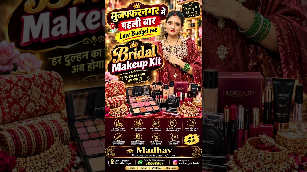 Part 2 मुज़फ्फरनगर में पहली बार इतना सस्ती Bridal Makeup Kit 🎁💄#madhavwholesalebeautyoutlet