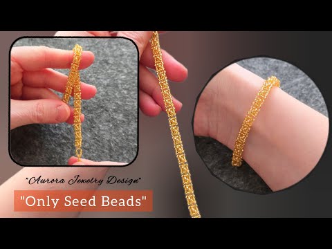 Only Seed Beads Bracelet! Baguette chain bracelet making. Beading tutorial.
