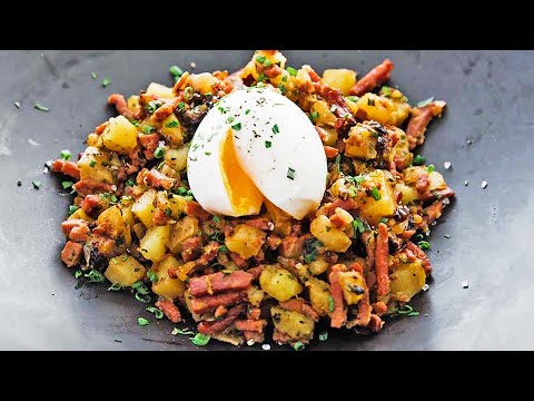 Garlicky Corned Beef Hash and Eggs with Fresh Rosemary