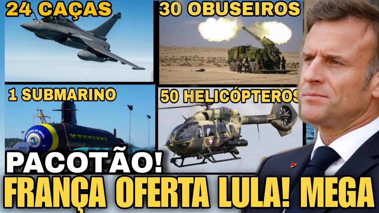 Macron oferece caças 1 submarino obuseiros e 50 helicópteros ao BRASIL