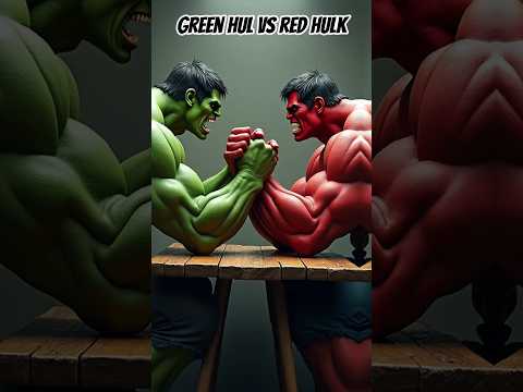 "Epic Green Hulk vs Red Hulk Arm Wrestling Showdown! #HulkVsHulk #EpicShowdown #ArmWrestling