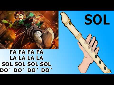 Demon Slayer, Infinity castle, flauta dulce fácil, tutorial animación, easy flute recorder