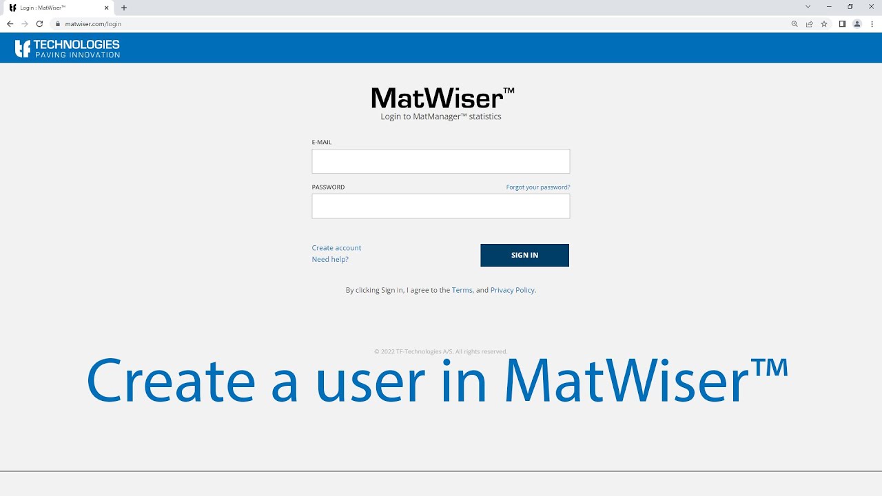 How-to create a new user in MatWiser™