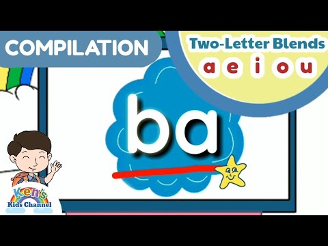 Two-Letter Blends Compilation | Short Vowels " a, e, i, o, u " | Reading  Phonics for Kids