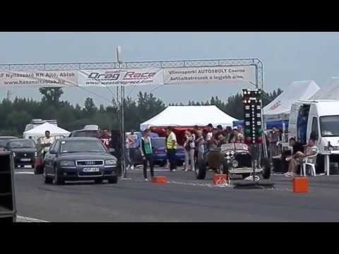 Fertőszentmiklós V8 meet & Drag race gyorsulás 2013.06.15-16. Audi A8 4.2 quattro vs. Ford Hotrod