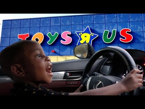 Ayden Takes Daddy's Car To Go To Toy's R Us to buy Super Station