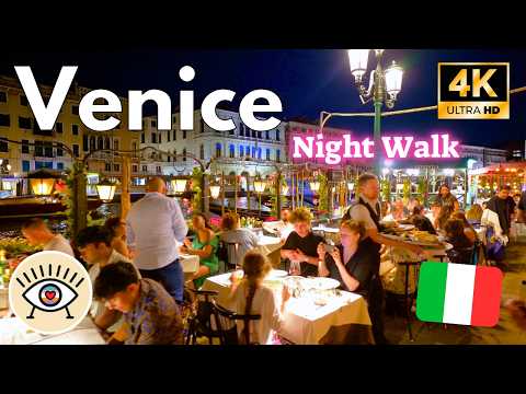Summer night in Venice, Italy 4K UHD 60 fps 🌹🌜A Night Walk that will Leave You Breathless