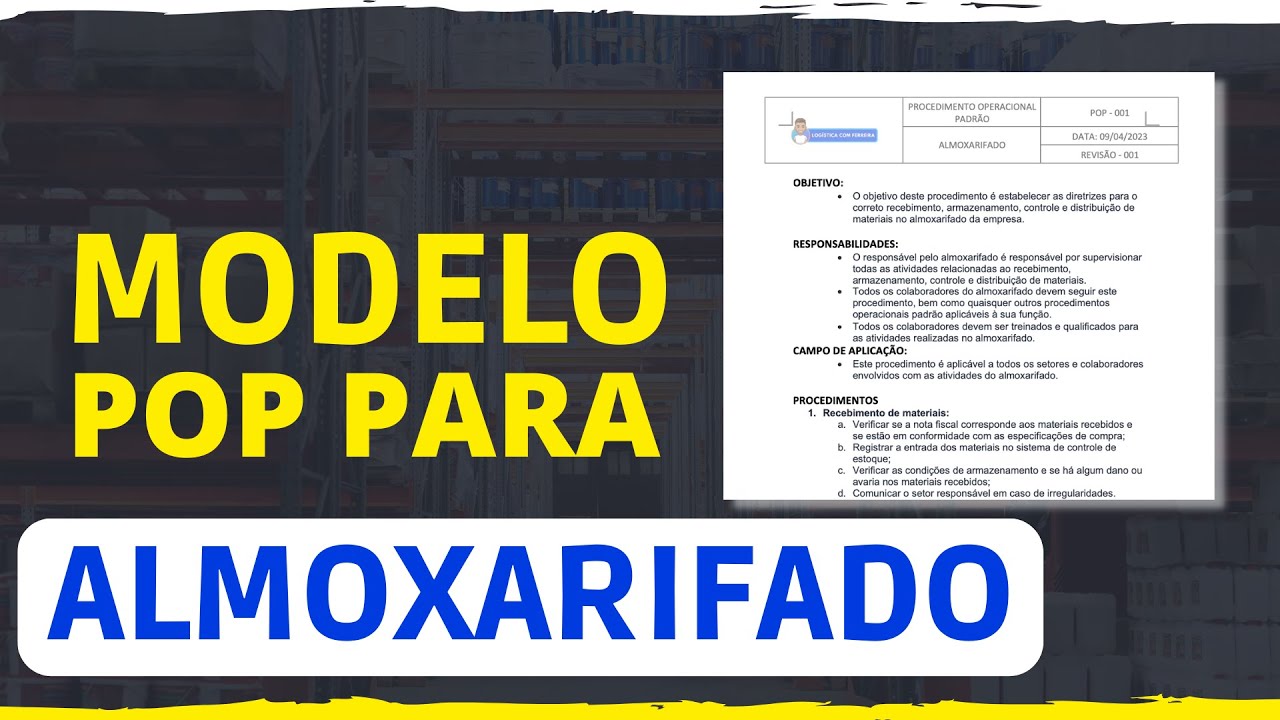 POP PARA ALMOXARIFADO | PROCEDIMENTO OPERACIONAL PADRÃO PARA ALMOXARIFADO