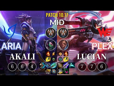 CGA Aria Akali vs WE Plex Lucian Mid - KR Patch 10.17