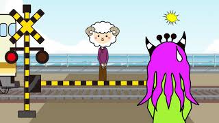 【ふみきりアニメ】 なぞなぞトレイン　幼児向け　railway crossing and train