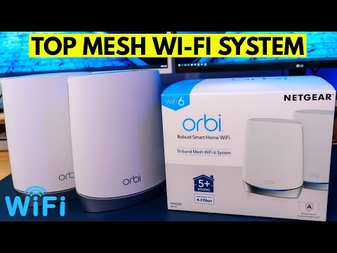 Netgear Orbi WiFi 6 belaidis maršrutizatorius Trijų juostų (2,4 GHz / 5 GHz / 5 GHz) Gigabitinis eternetas Nerūdijančiojo plieno, Balta video