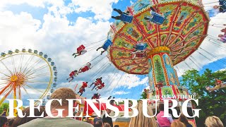 Sunday Stroll at Spring Festival in Germany | Walking Tour at Dult in Regensburg | 4K HDR