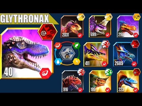 GLYTHRONAX vs ALL CARNIVORES SUPER MODs 999+ | JURASSIC WORLD THE GAME
