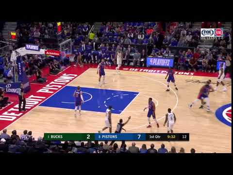 NBA, playoff 2019, Bucks vs. Pistons, Round 1, Game 3, Move 5, Brook Lopez, 3 pointer
