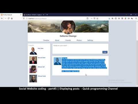 Social Website from scratch Part 8 Profile Page Top Bar | PHP | HTML | CSS | MYSQL Database