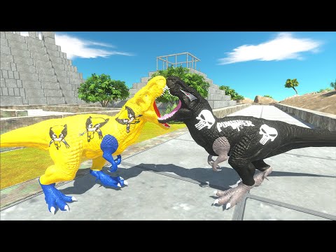 LOGAN T-REX VS PUNISHER MARVEL T-REX DEATH RUN PYRAMID - Animal Revolt Battle Simulator