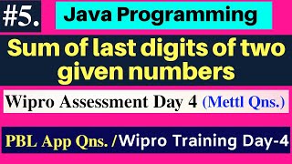 Download the video "Sum of last digits of two given numbers in java | PBL App Questions | Wipro Training Day 4 | Mettl"