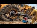 Big Stone Destroyed CAT Loader Tire | Repaired in Unique Way