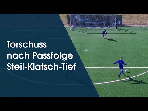 Torschuss nach Passfolge Steil-Klatsch-Tief - Fußballtraining am Deutschen Fußball Internat