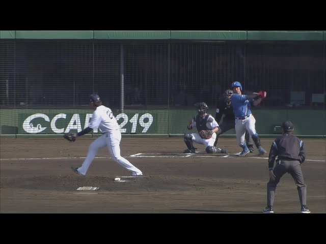 【ファーム】初球を弾き返す!! ファイターズ・有薗直輝 ライトへの同点タイムリーヒット!!  2024年3月16日 埼玉西武ライオンズ 対 北海道日本ハムファイターズ