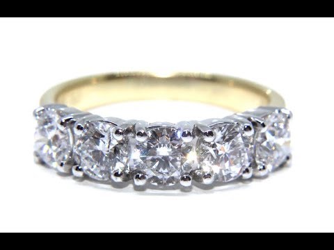 18ct Gold Round Brilliant Five Diamond Ring 2.04ct