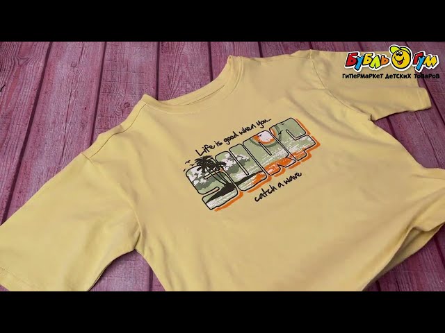 Футболка Lanson Kids с надписью Surf желтая - видео
