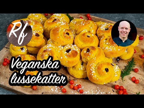 Veganska lussekatter, lussebullar, saffransbröd eller lussekusar till Lucia, Advent, jul och glöggmys.>