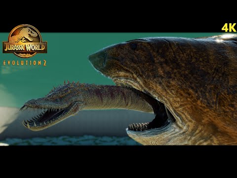 MEGALODON VS ELASMOSAURUS - Jurassic World Evolution 2 (modded) (4K)