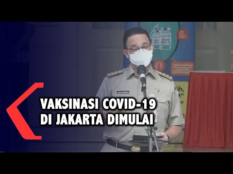 <p>JAKARTA, KOMPAS.TV Gubernur DKI Jakarta Anies Baswedan memberikan sambutan pada pembukaan program vaksinasi Covid-19 di DKI Jakarta. Ia mengatakan protokol kesehatan harus tetap dijaga kepada masyarakat atau para tokoh yang telah mendapatkan vaksin Covid-19.</p>
<p>