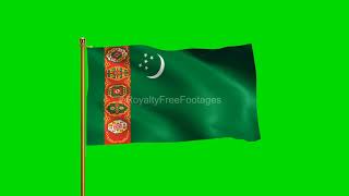 Turkmenistan National Flag | World Countries Flag Series | Green Screen Flag | Royalty Free Footages