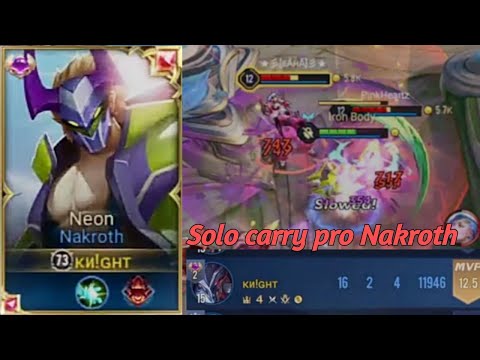 PRO NAKROTH 16 KILLS SOLO CARRY GAMEPLAY | NEON SKIN | AOV | RoV |