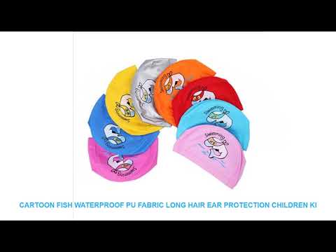 Cartoon Fish Waterproof PU Fabric Long Hair Ear Protection Children Ki