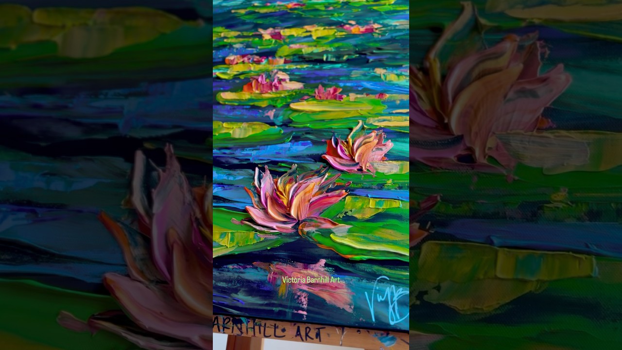 Impasto technique painting Water Lilies #painting #artist #art #howto #tutorial #shorts #viralshorts
