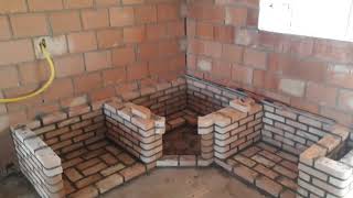 Churrasqueira de canto forno de pizza e fogão a lenha