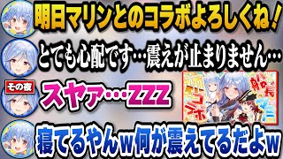 マリン船長とのコラボに緊張し震えが止まらないと思いきや夜はちゃんとスヤスヤでメンタルが強い説が浮上するぺこらマミーｗ【ホロライブ切り抜き/兎田ぺこら/ぺこららマミー/宝鐘マリン】