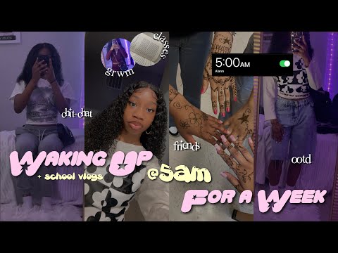 WAKING UP @5AM for a WEEK☆ +school vlogs| grwm, ootd, classes, friends, chit-chat…etc.