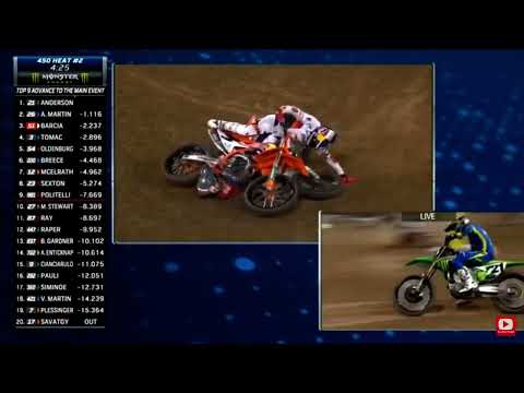 San Diego Supercross 450 Heat 2 crazy first lap!!
